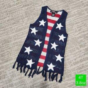 Toddler girl's stars and stripes crochet fringe vest size 4T